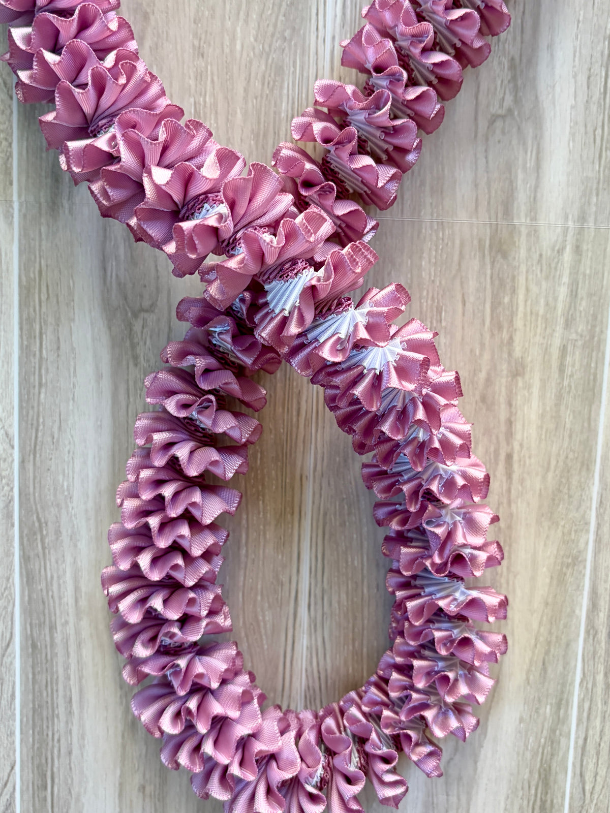 Rose and White Plumeria Ribbon Lei