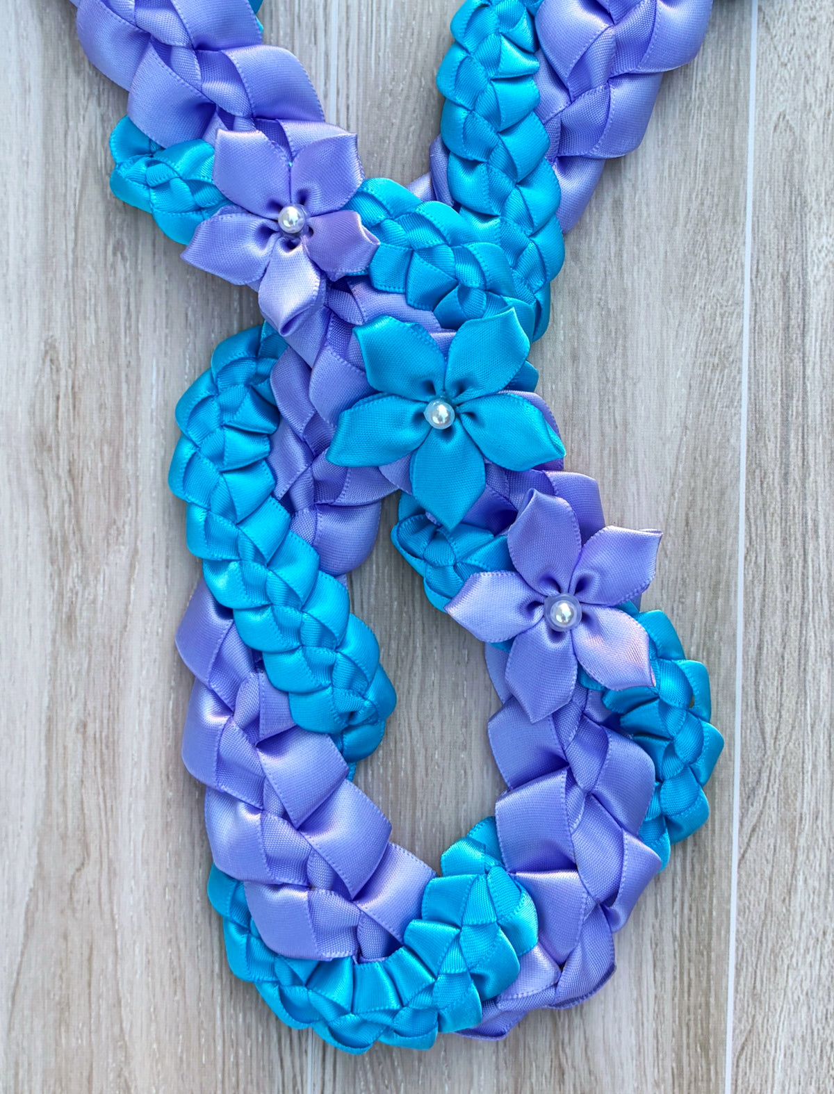 Iris and Turquoise Wrap Ribbon Lei