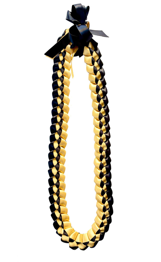 Black and Gold 5/8" Ribbon Lei