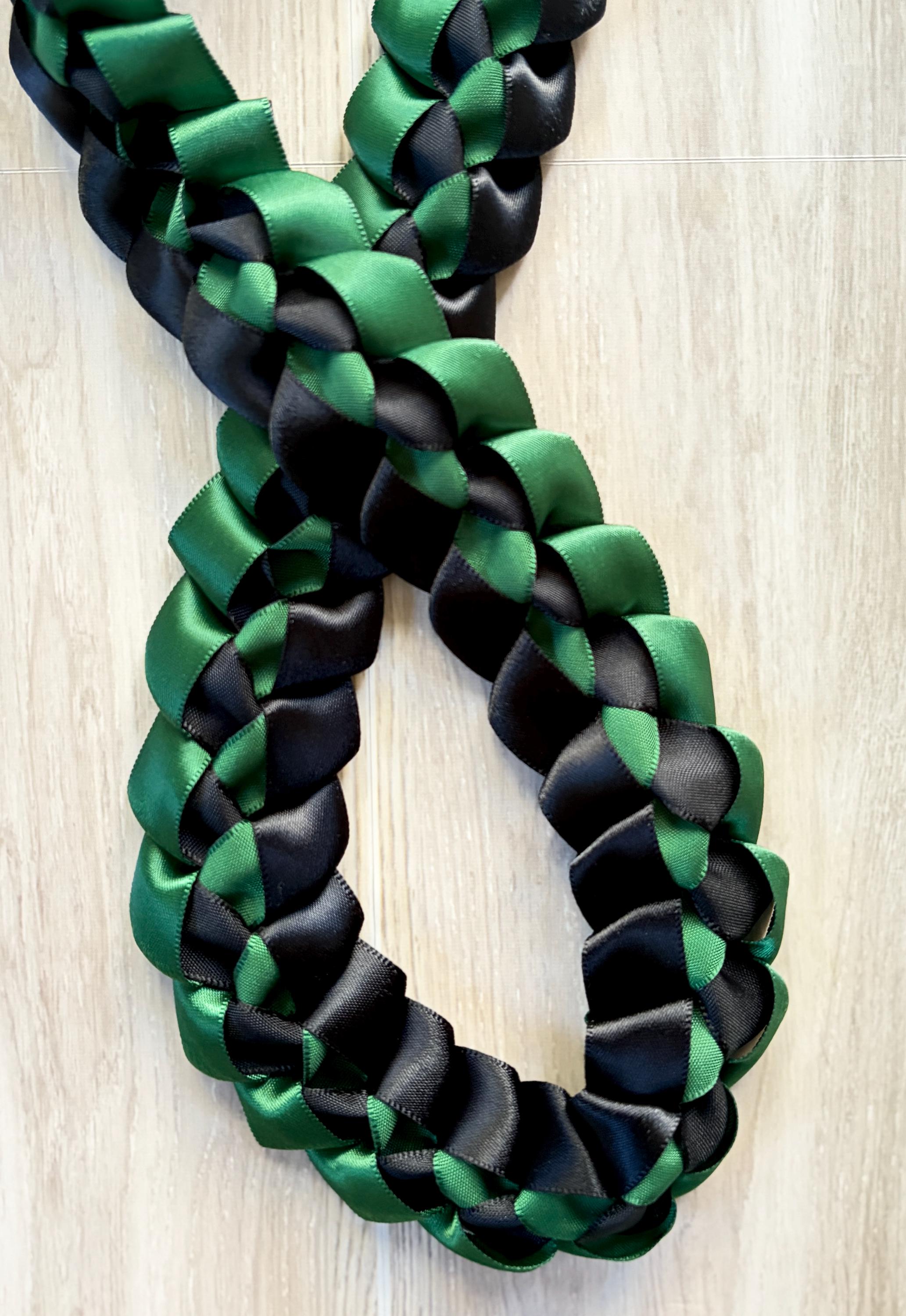 Forest Green and Black 5/8" Ribbon Lei