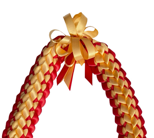 Gold and Red Double Ribbon Lei