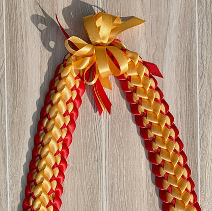Gold and Red Double Ribbon Lei