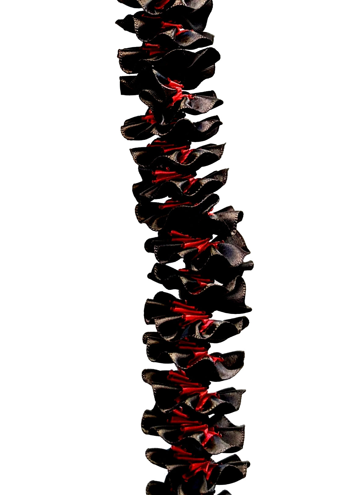 Black and Red Plumeria Ribbon Lei