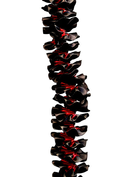 Black and Red Plumeria Ribbon Lei