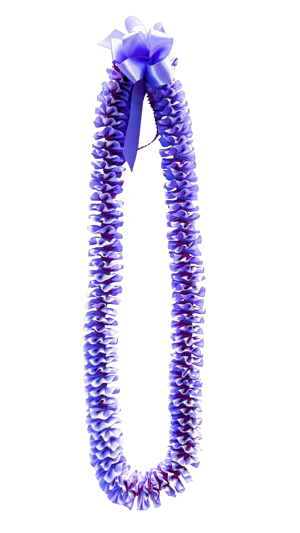Iris and Purple Plumeria Ribbon Lei