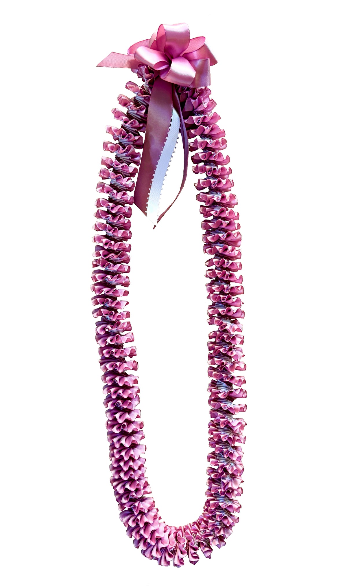 Rose and White Plumeria Ribbon Lei