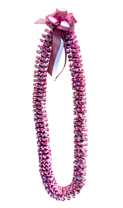 Rose and White Plumeria Ribbon Lei