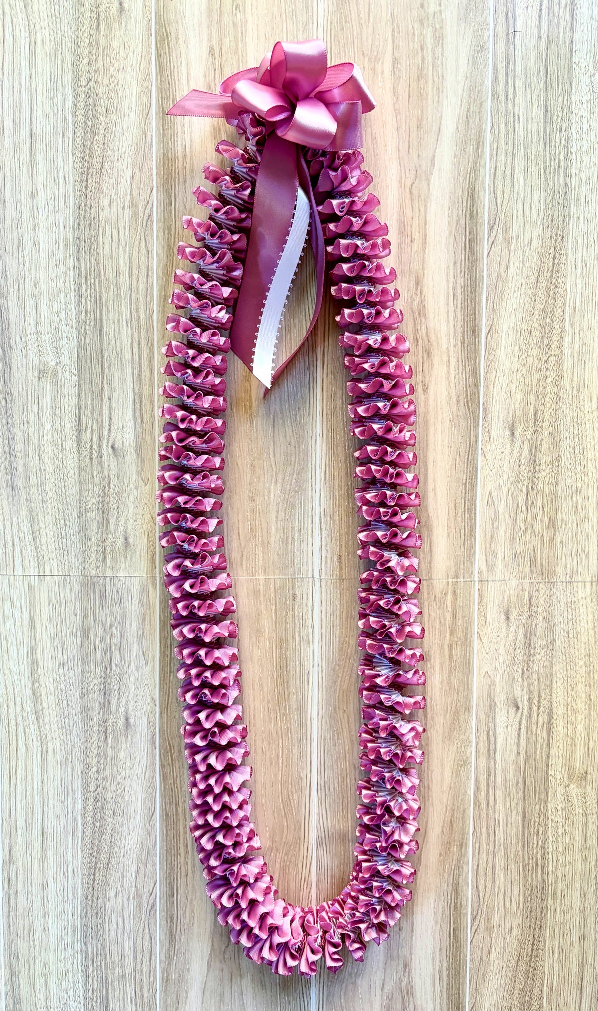 Rose and White Plumeria Ribbon Lei
