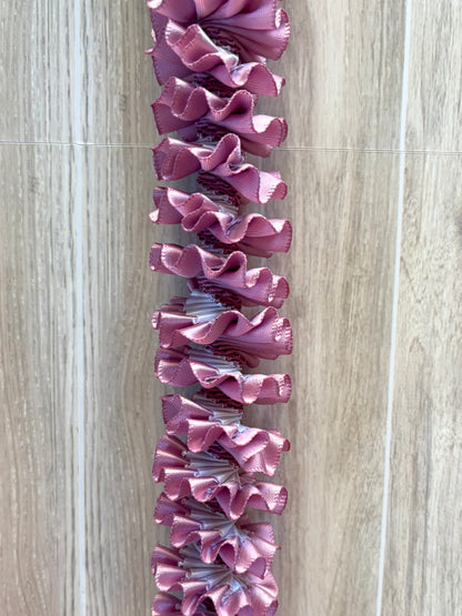 Rose and White Plumeria Ribbon Lei