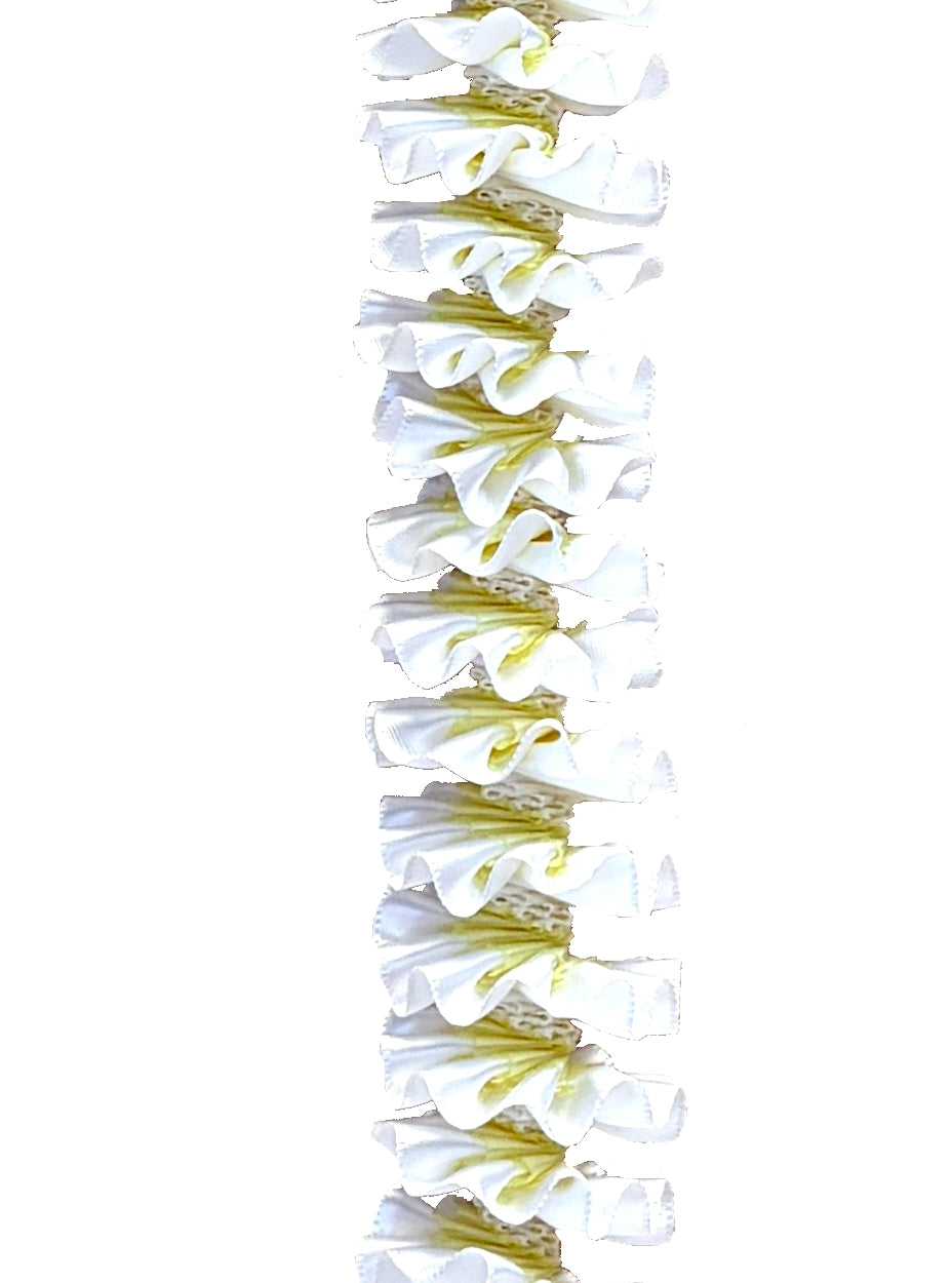 White and Light Yellow Plumeria Ribbon Lei