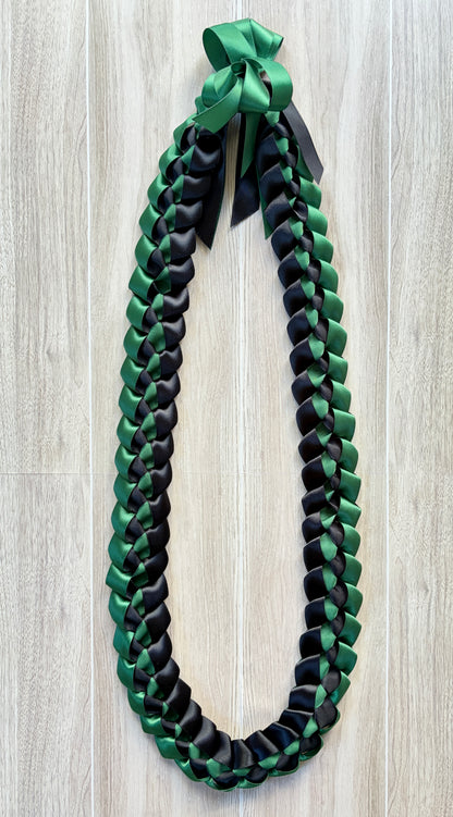 Forest Green and Black 5/8-inch Ribbon Lei