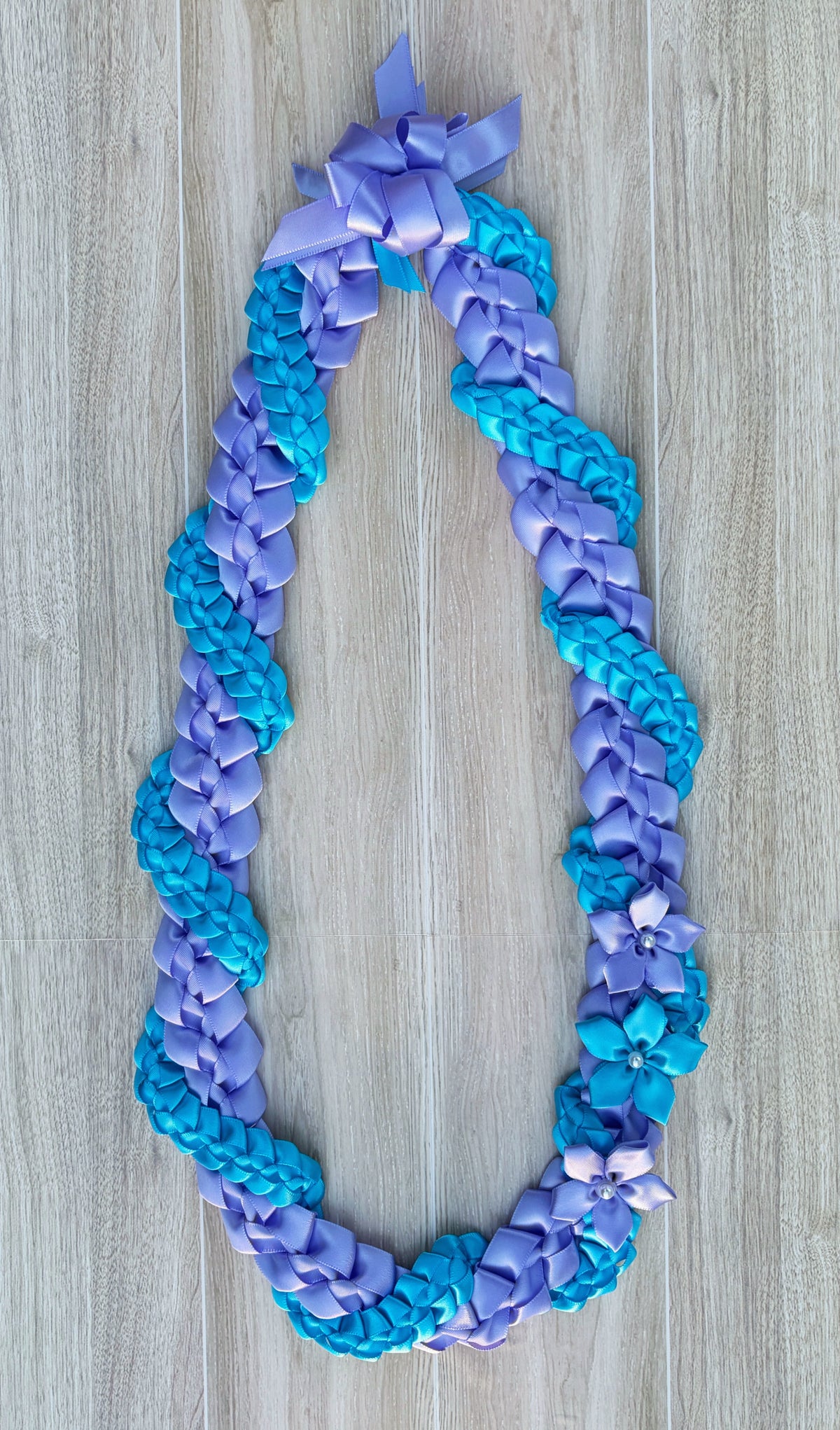 Iris and Turquoise Wrap Ribbon Lei