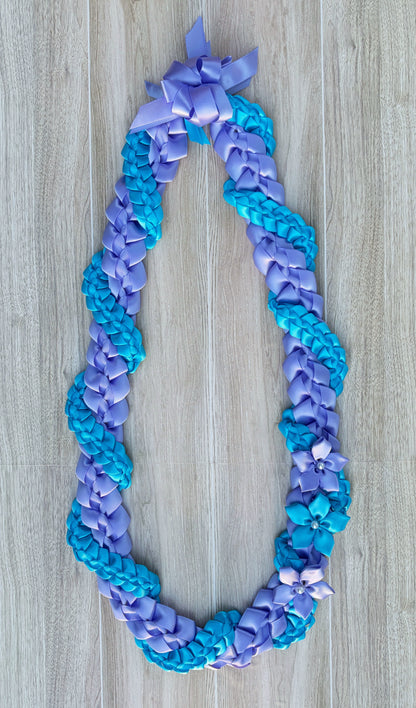 Iris and Turquoise Wrap Ribbon Lei