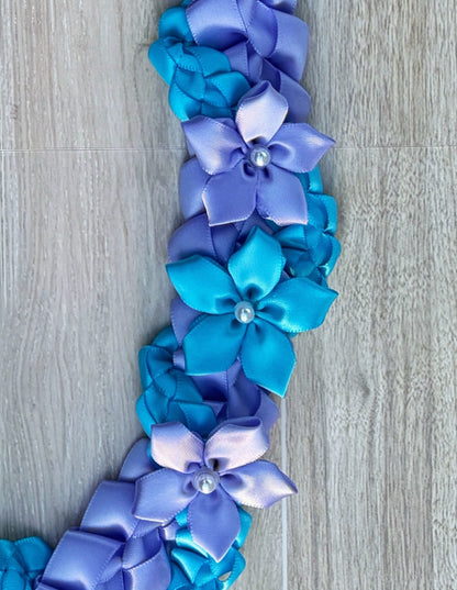 Iris and Turquoise Wrap Ribbon Lei