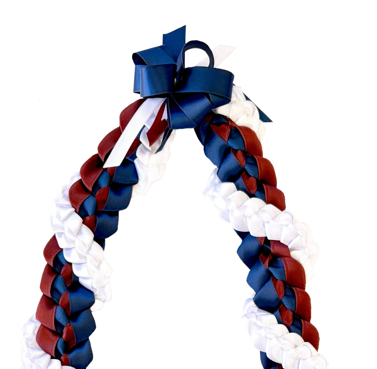 Navy Blue, Burgundy, and White Wrap Ribbon Lei