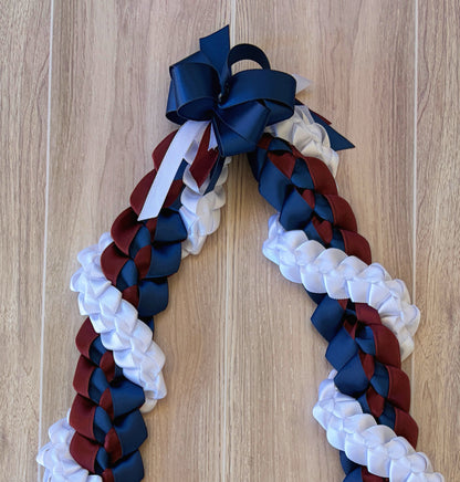 Navy Blue, Burgundy, and White Wrap Ribbon Lei