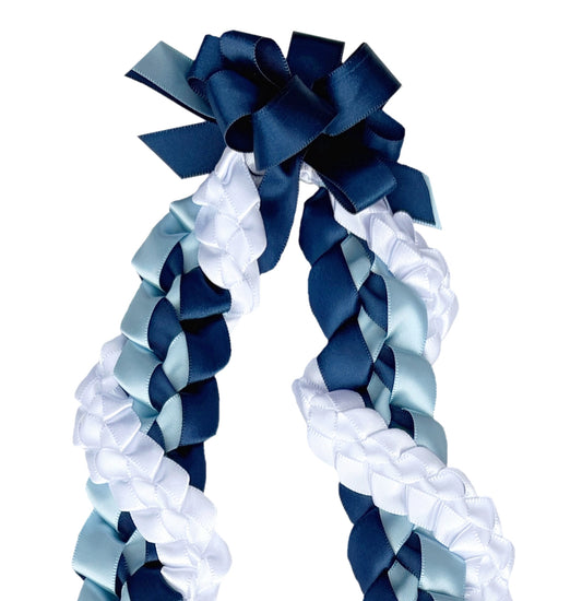 Navy Blue, Light Blue, and White Wrap Ribbon Lei
