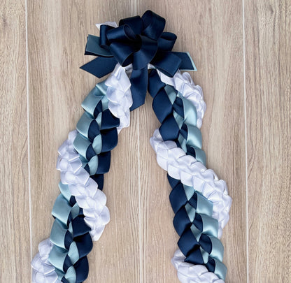 Navy Blue, Light Blue, and White Wrap Ribbon Lei