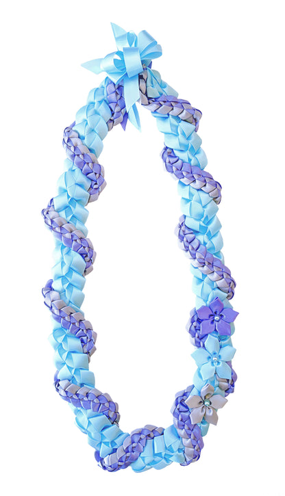 Sky Blue, Iris, and Gray Wrap Ribbon Lei