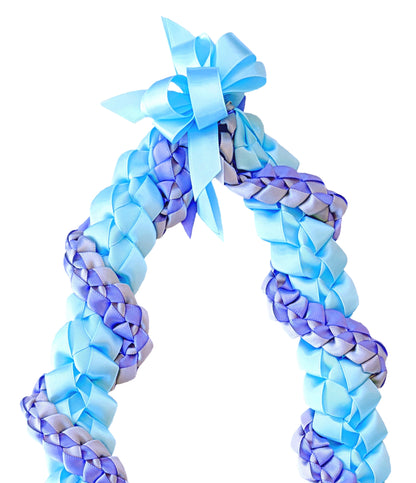 Sky Blue, Iris, and Gray Wrap Ribbon Lei