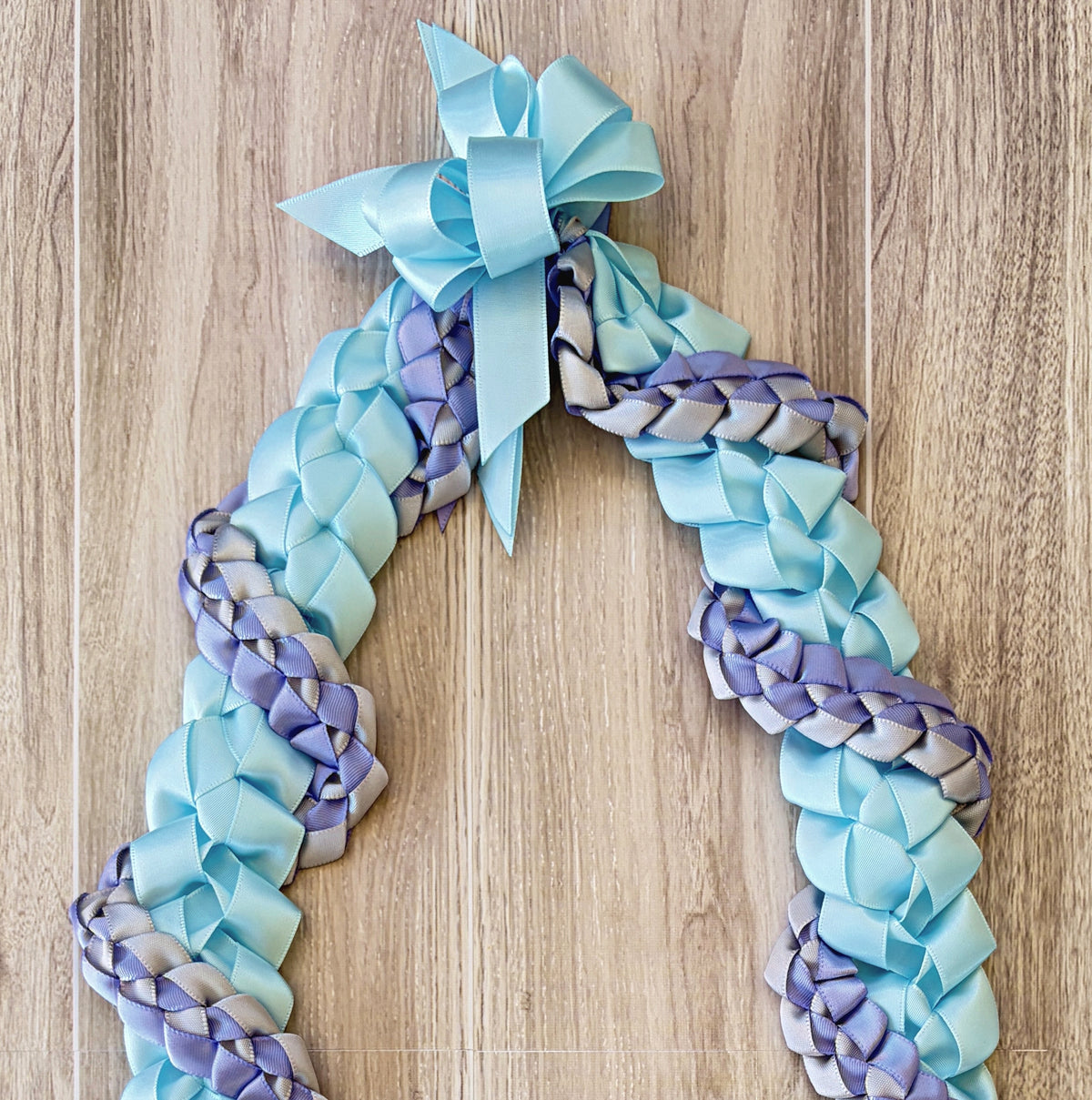 Sky Blue, Iris, and Gray Wrap Ribbon Lei