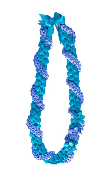 Turquoise and Iris Wrap Ribbon Lei