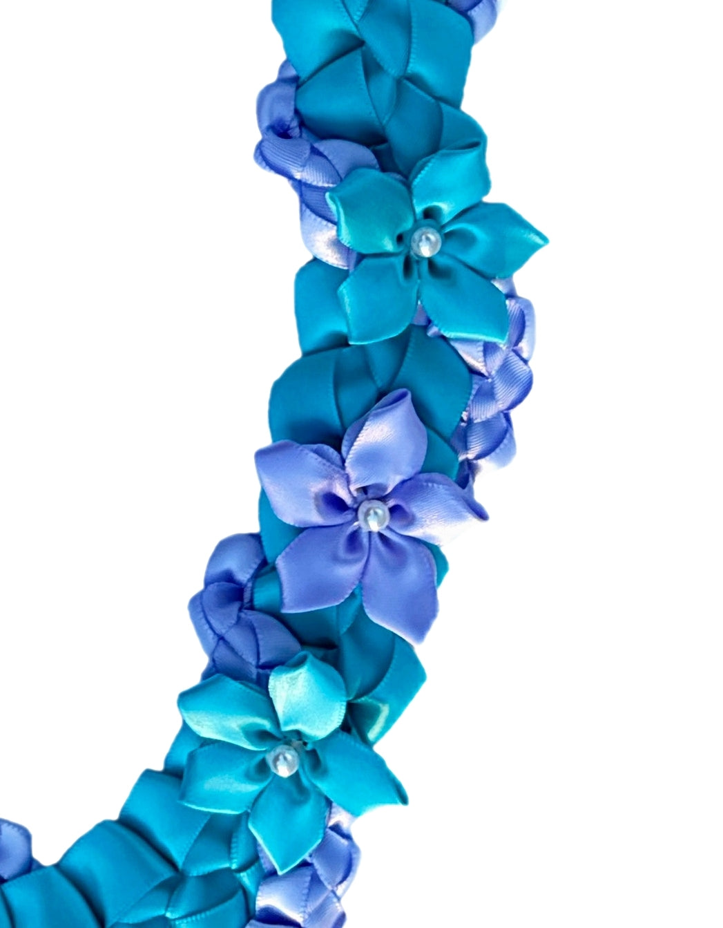 Turquoise and Iris Wrap Ribbon Lei