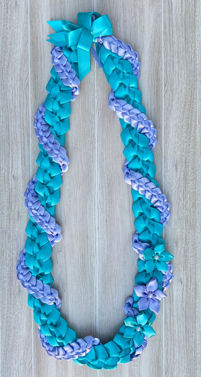 Turquoise and Iris Wrap Ribbon Lei