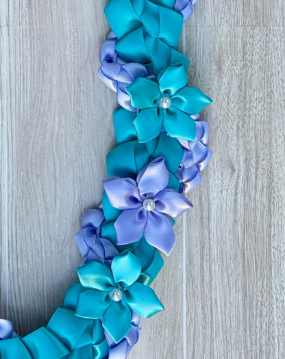 Turquoise and Iris Wrap Ribbon Lei