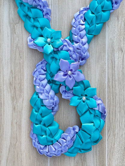 Turquoise and Iris Wrap Ribbon Lei