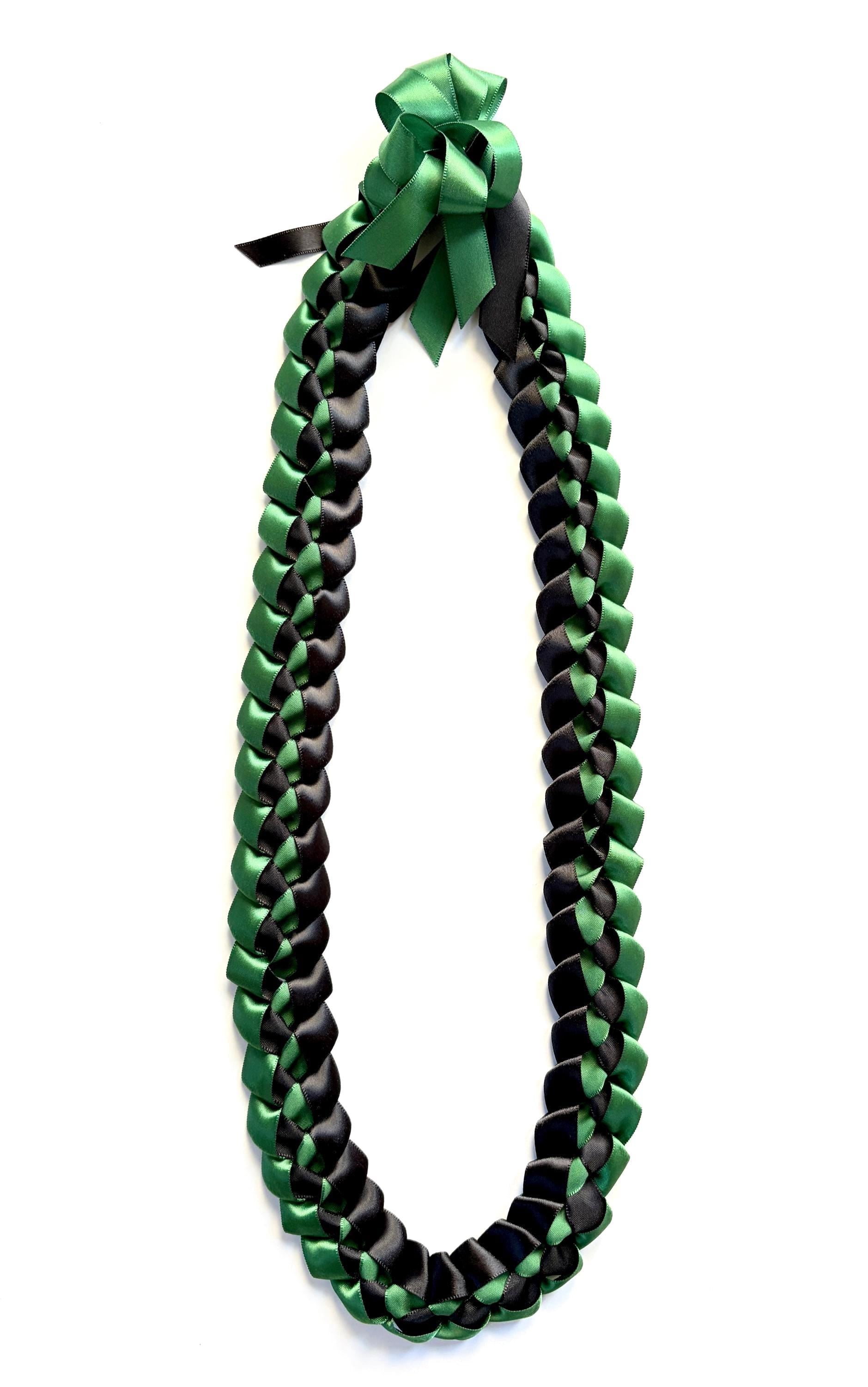 Forest Green and Black 5/8" Ribbon Lei