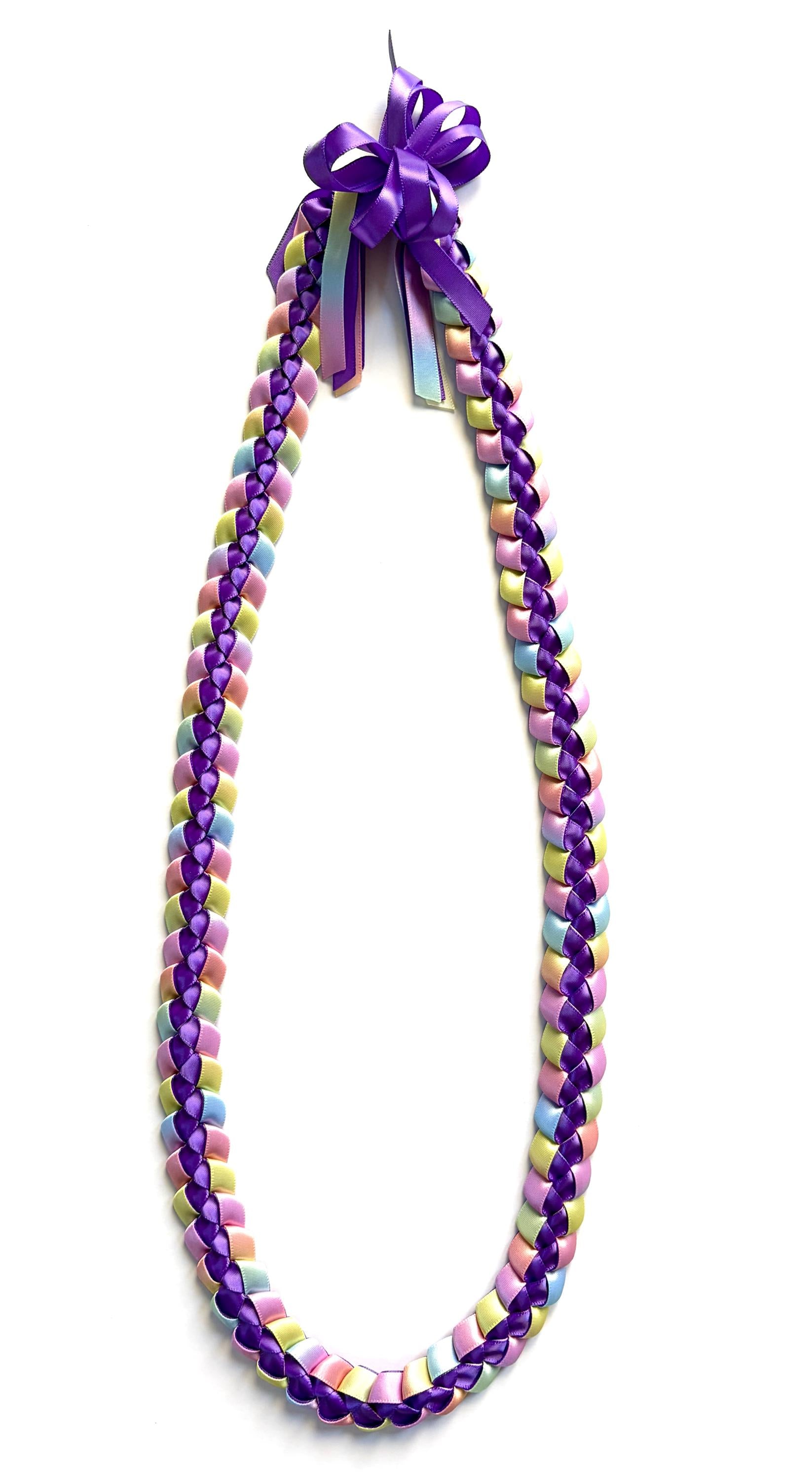 Dark Purple and Pastel Multicolor 3/8" Ribbon Lei