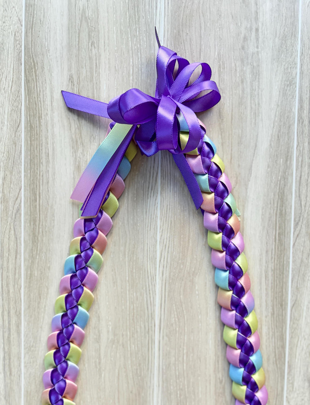 Dark Purple and Pastel Multicolor 3/8" Ribbon Lei