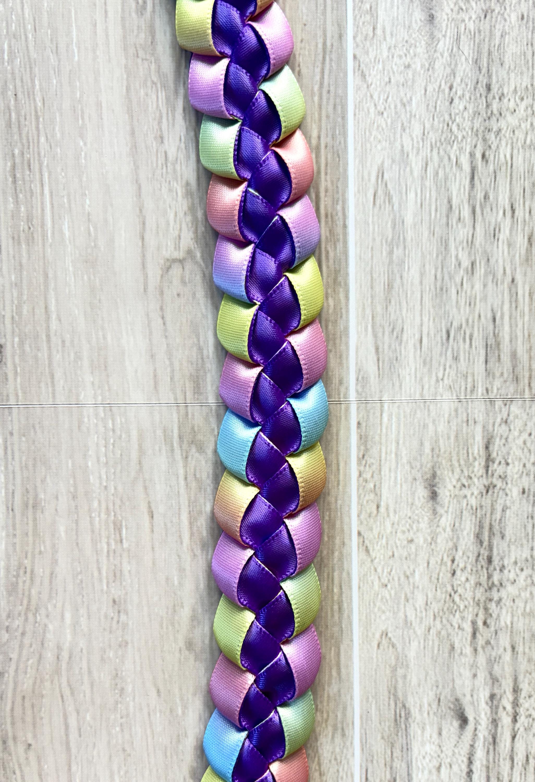 Dark Purple and Pastel Multicolor 3/8" Ribbon Lei