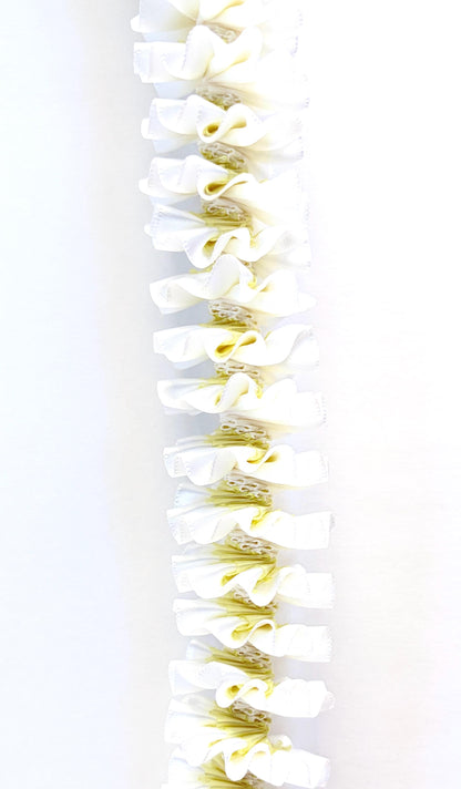 White and Light Yellow Plumeria Ribbon Lei
