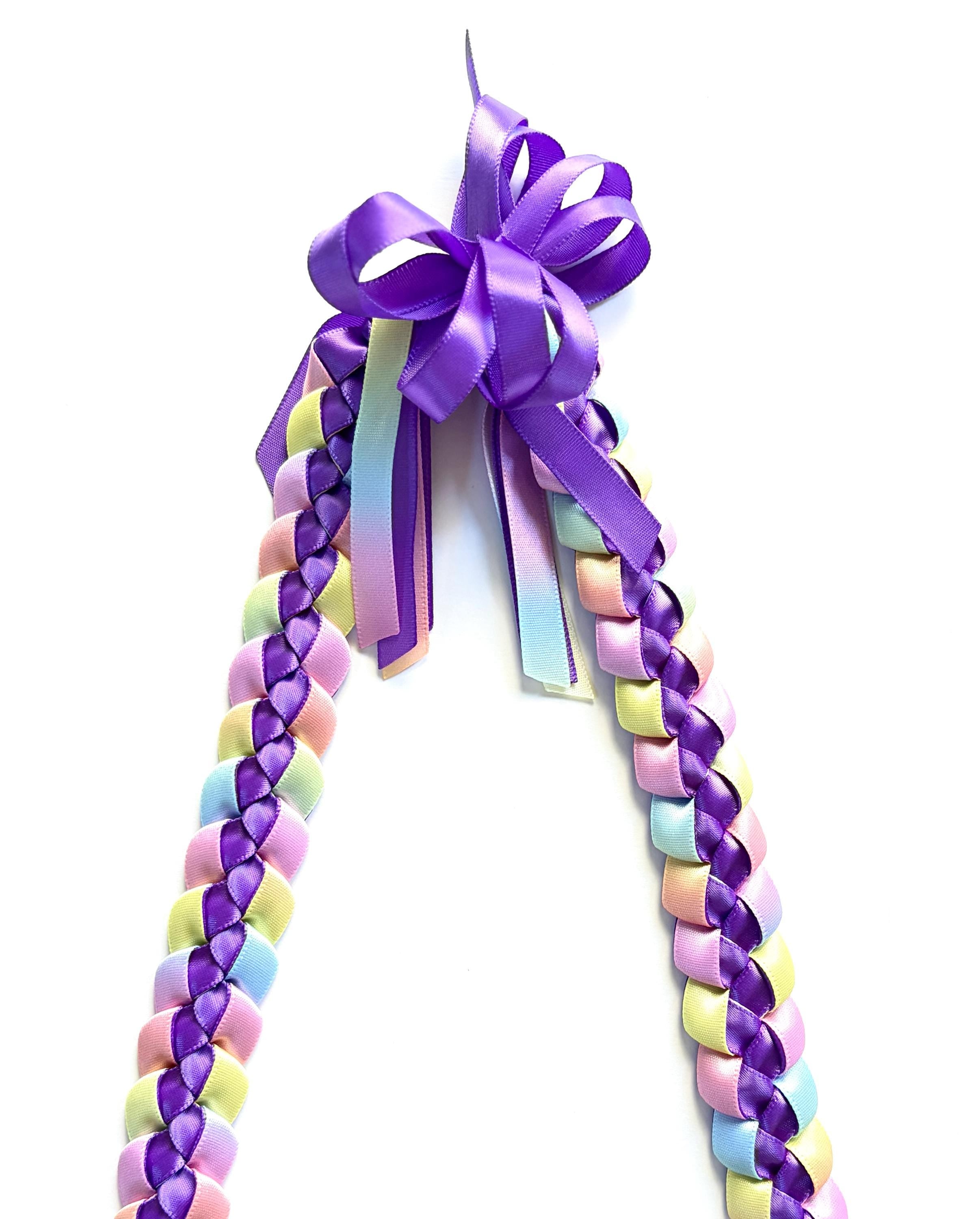 Dark Purple and Pastel Multicolor 3/8" Ribbon Lei