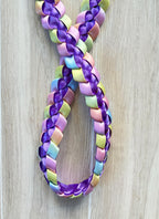 Dark Purple and Pastel Multicolor 3/8" Ribbon Lei