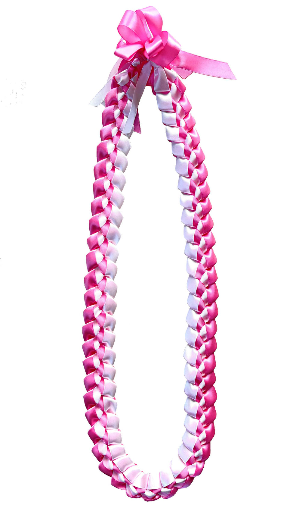 Hot Pink and White 5/8" Ribbon Lei