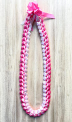 Hot Pink and White 5/8" Ribbon Lei