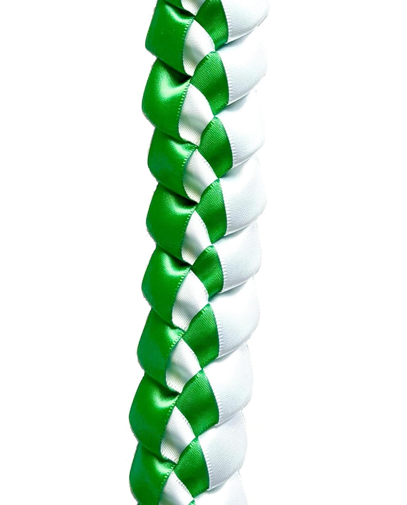 Emerald Green and White 5/8" Ribbon Lei