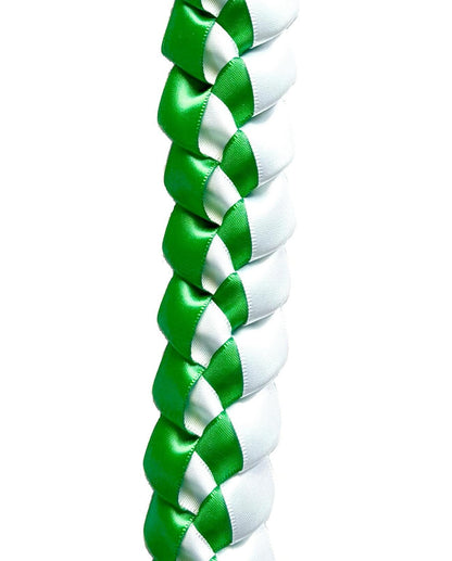 Emerald Green and White 5/8" Ribbon Lei