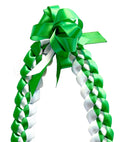 Emerald Green and White 5/8" Ribbon Lei