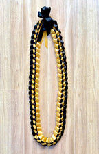 Black and Gold 5/8" Ribbon Lei