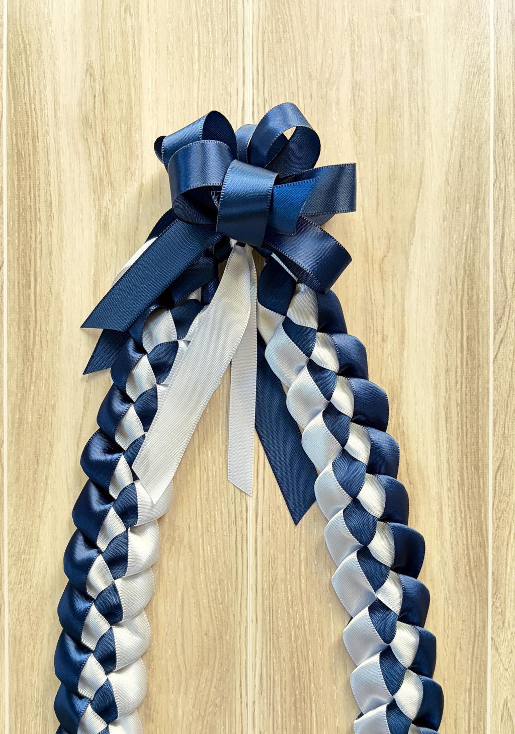 Navy Blue and White 5/8" Ribbon Lei