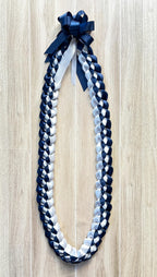 Navy Blue and White 5/8" Ribbon Lei
