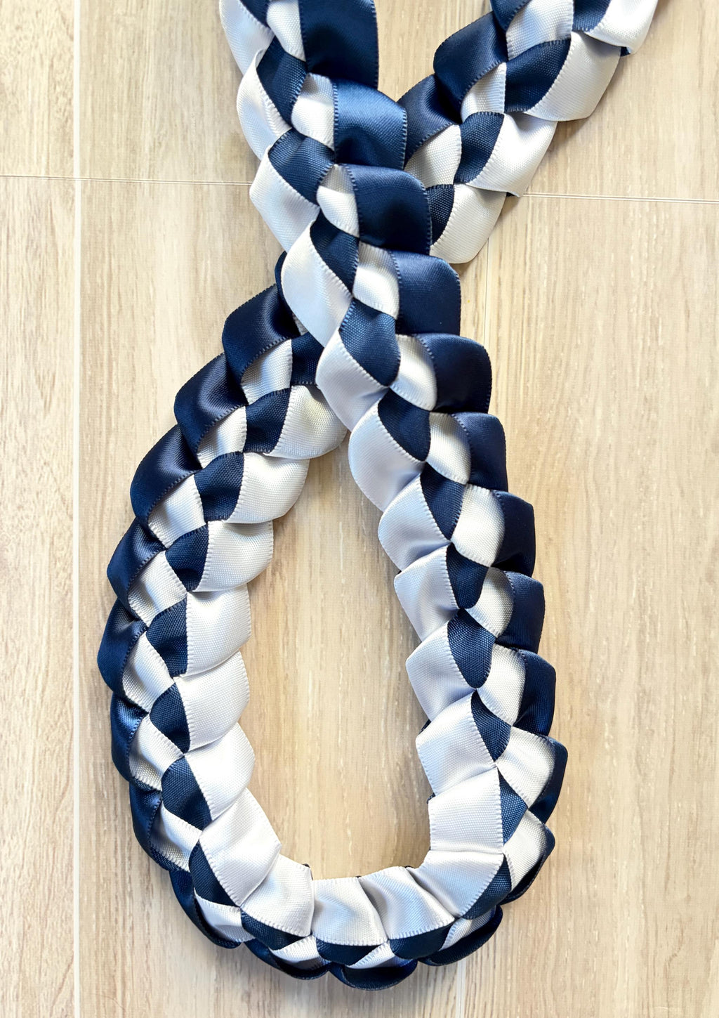Navy Blue and White 5/8" Ribbon Lei