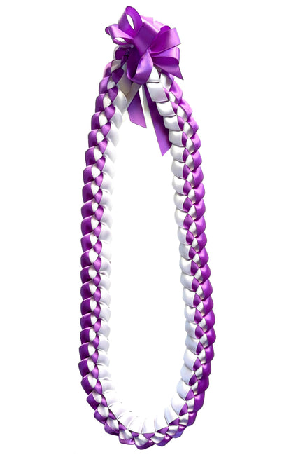 Purple and White 5/8" Ribbon Lei