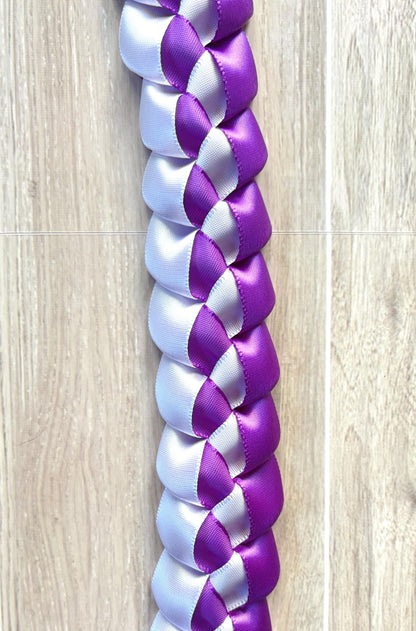 Purple and White 5/8" Ribbon Lei