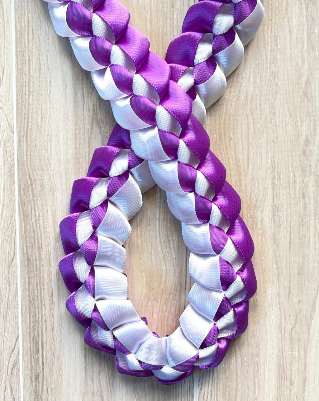 Purple and White 5/8" Ribbon Lei