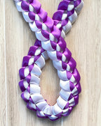 Purple and White 5/8" Ribbon Lei